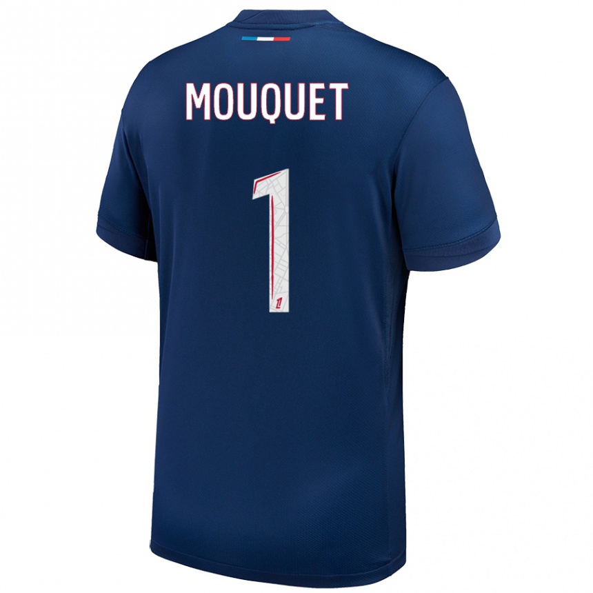 Kinder Fußball Louis Mouquet #1 Marineblau Weiß Heimtrikot Trikot 2024/25 T-Shirt Luxemburg