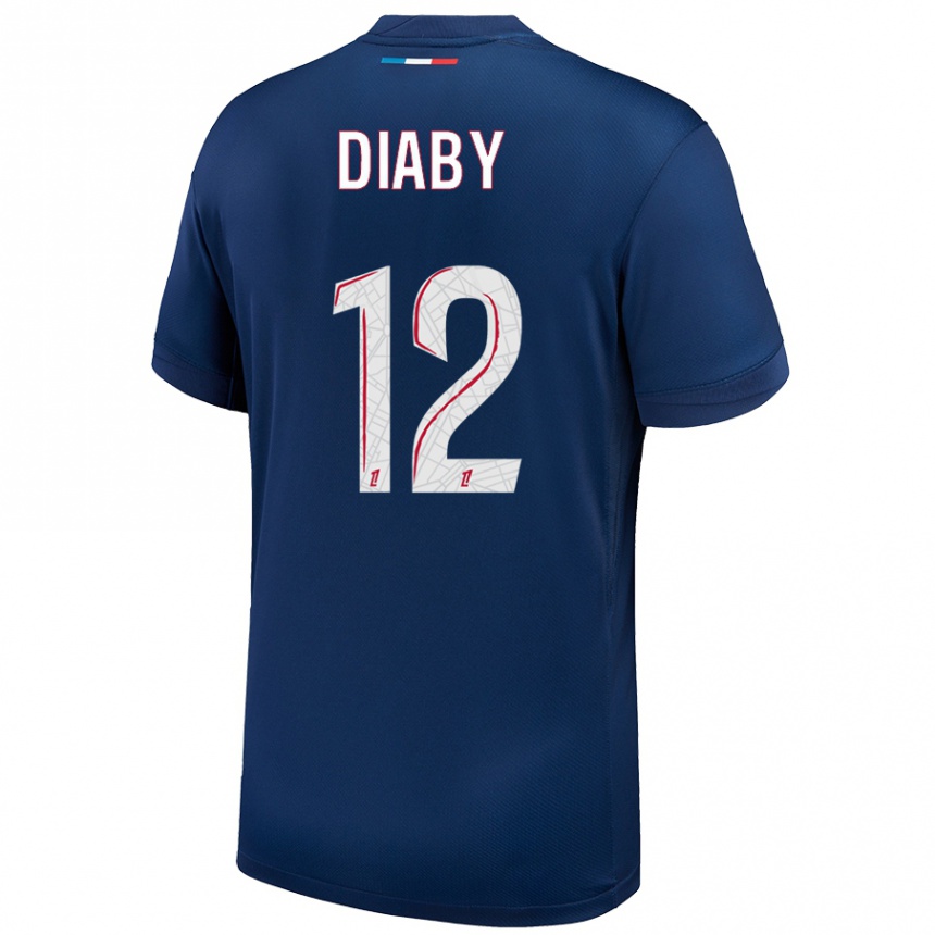 Kinder Fußball Ibrahima Diaby #12 Marineblau Weiß Heimtrikot Trikot 2024/25 T-Shirt Luxemburg