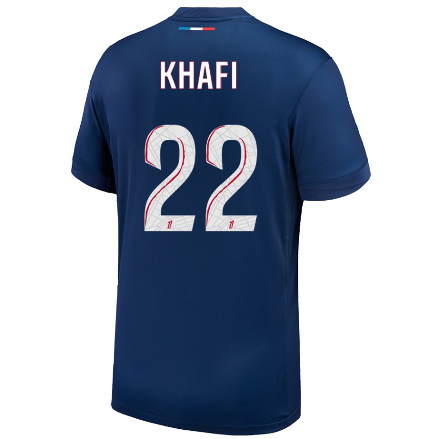 Kinder Fußball Yanis Khafi #22 Marineblau Weiß Heimtrikot Trikot 2024/25 T-Shirt Luxemburg