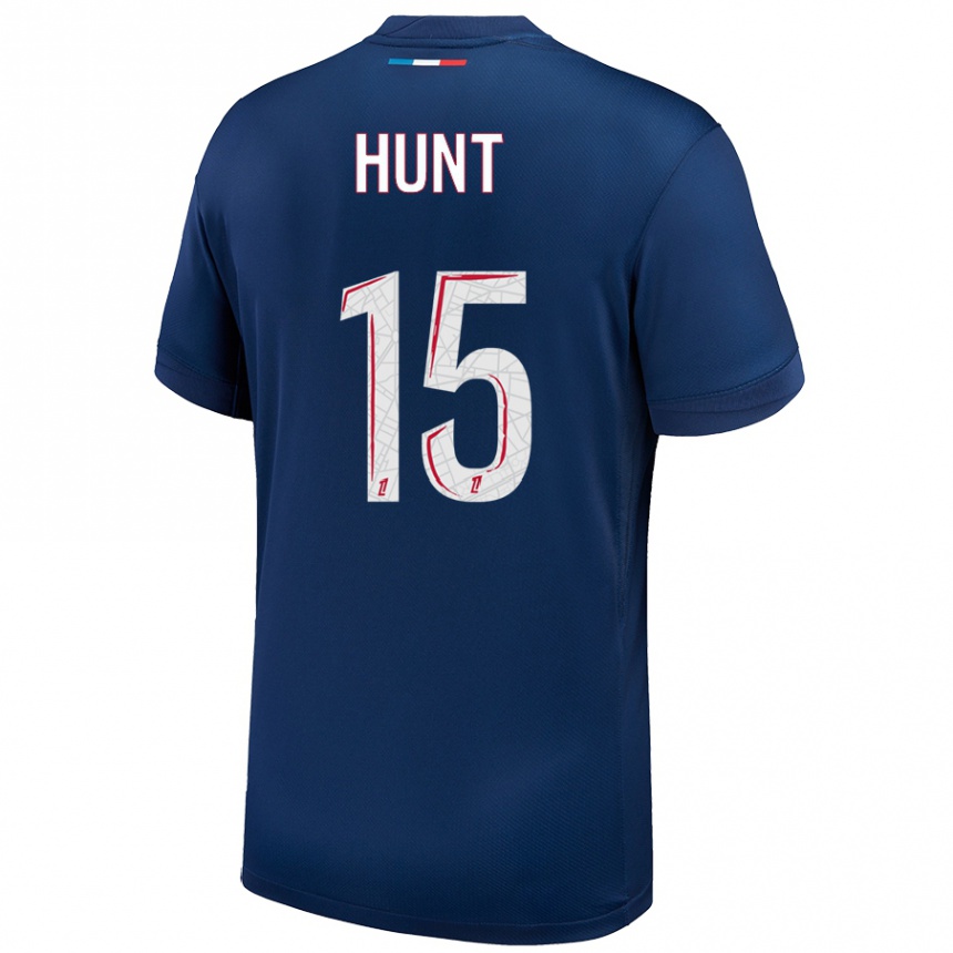 Kinder Fußball Clare Hunt #15 Marineblau Weiß Heimtrikot Trikot 2024/25 T-Shirt Luxemburg