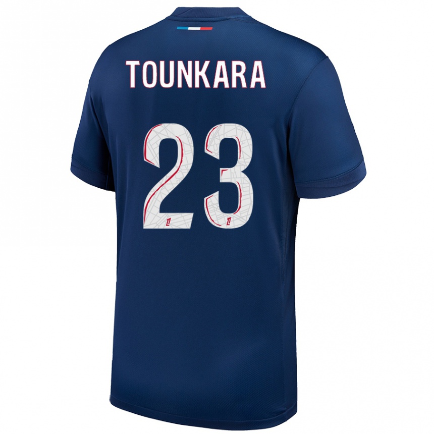 Kinder Fußball Aïssatou Tounkara #23 Marineblau Weiß Heimtrikot Trikot 2024/25 T-Shirt Luxemburg