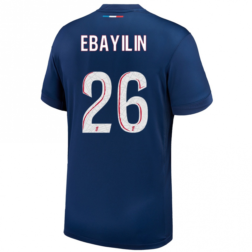 Kinder Fußball Anaïs Ebayilin #26 Marineblau Weiß Heimtrikot Trikot 2024/25 T-Shirt Luxemburg