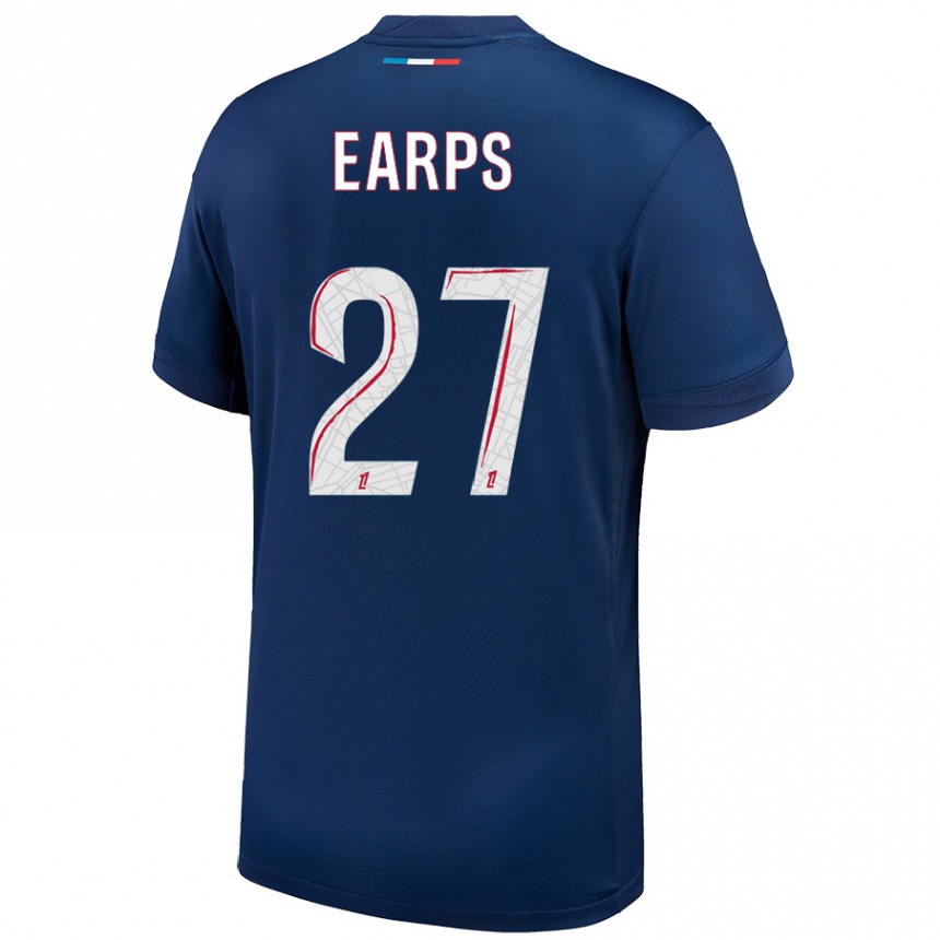 Kinder Fußball Mary Earps #27 Marineblau Weiß Heimtrikot Trikot 2024/25 T-Shirt Luxemburg