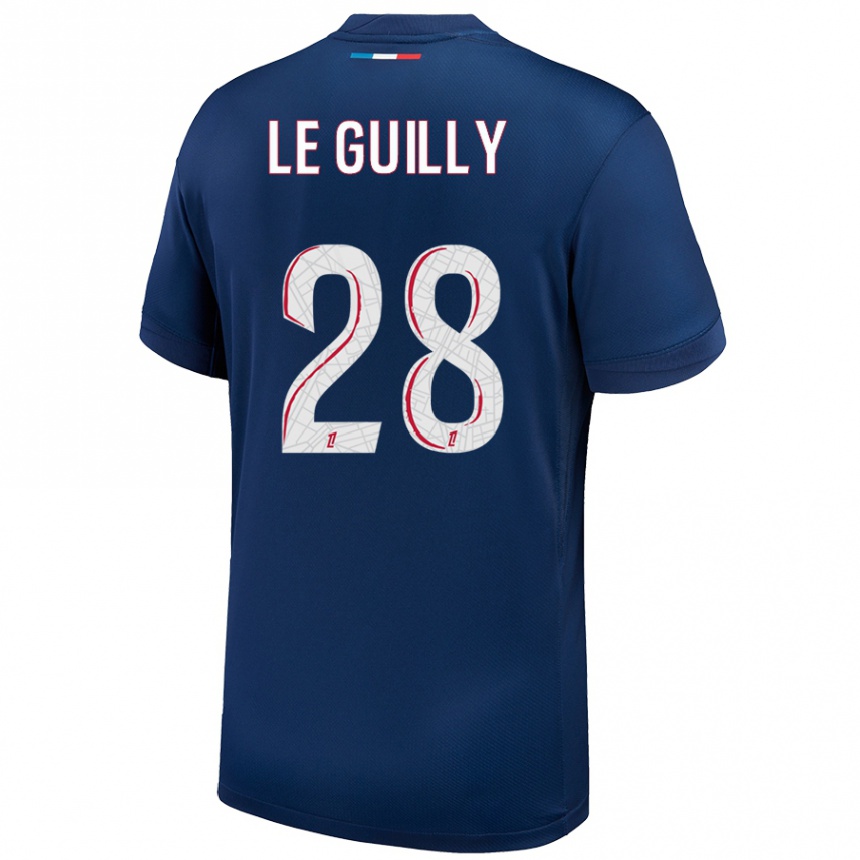 Kinder Fußball Jade Le Guilly #28 Marineblau Weiß Heimtrikot Trikot 2024/25 T-Shirt Luxemburg