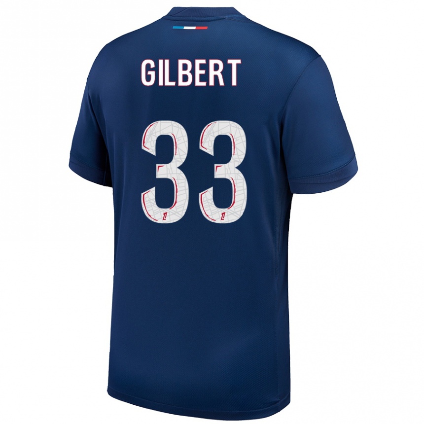 Kinder Fußball Tara Elimbi Gilbert #33 Marineblau Weiß Heimtrikot Trikot 2024/25 T-Shirt Luxemburg