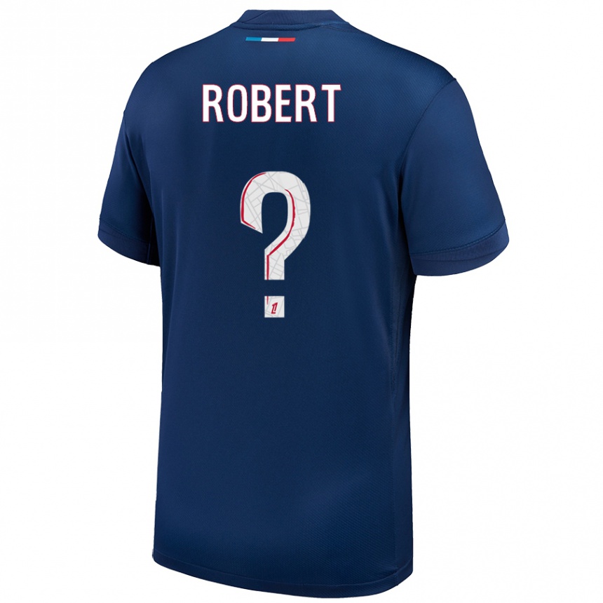 Kinder Fußball Laure Robert #0 Marineblau Weiß Heimtrikot Trikot 2024/25 T-Shirt Luxemburg