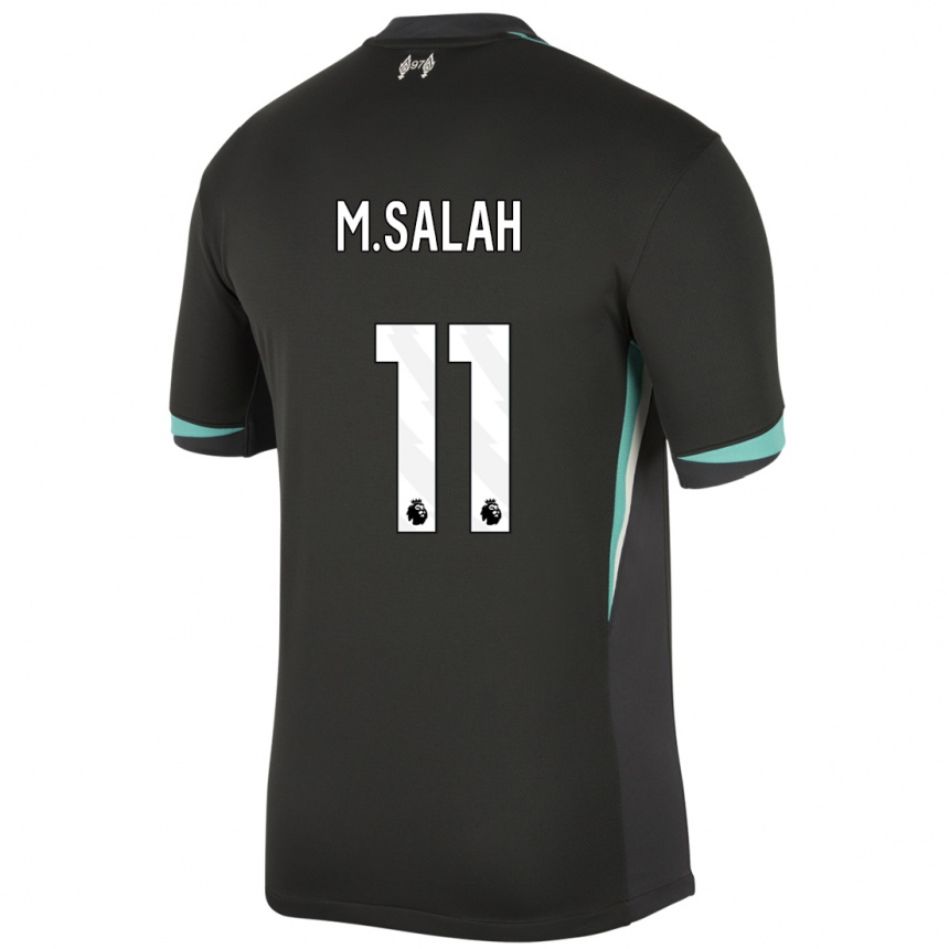 Kinder Fußball Mohamed Salah #11 Schwarz Anthrazitweiß Auswärtstrikot Trikot 2024/25 T-Shirt Luxemburg