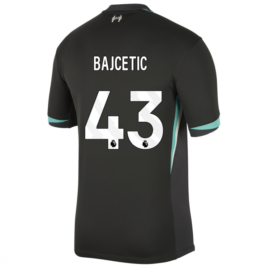 Kinder Fußball Stefan Bajcetic #43 Schwarz Anthrazitweiß Auswärtstrikot Trikot 2024/25 T-Shirt Luxemburg