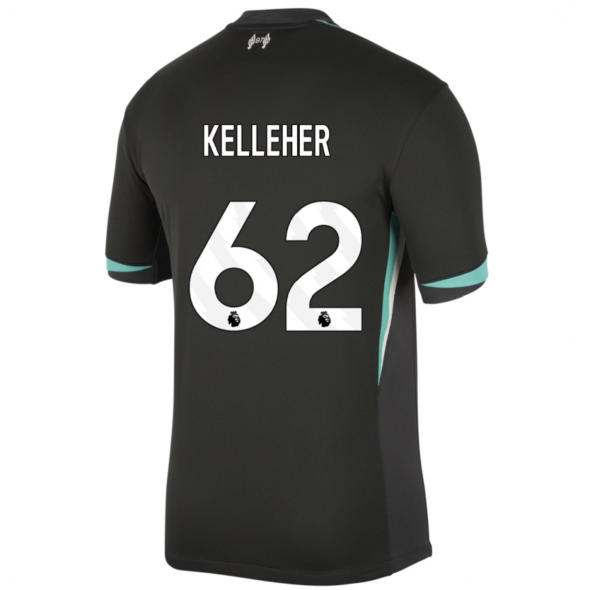 Kinder Fußball Caoimhin Kelleher #62 Schwarz Anthrazitweiß Auswärtstrikot Trikot 2024/25 T-Shirt Luxemburg