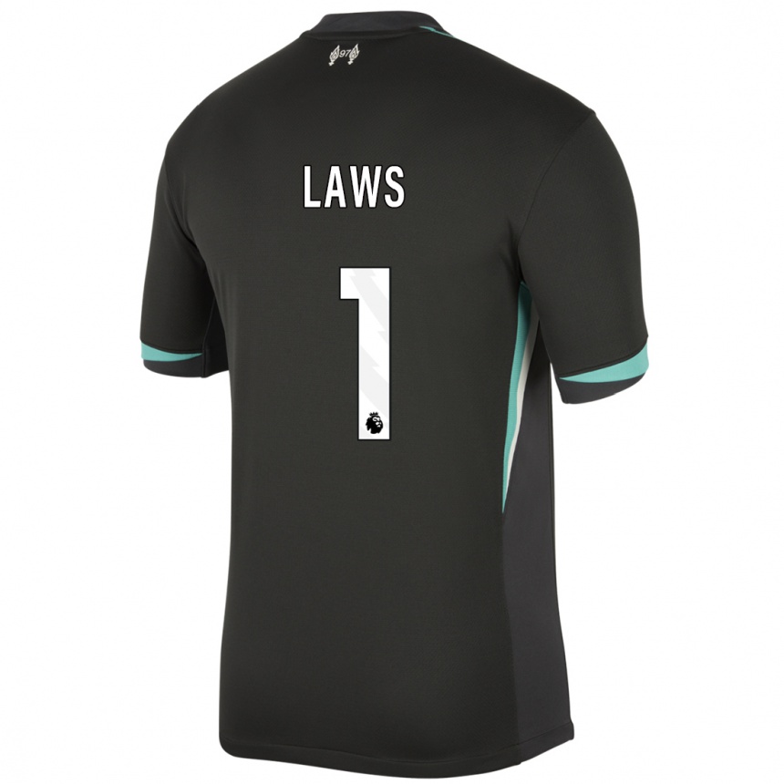 Kinder Fußball Rachael Laws #1 Schwarz Anthrazitweiß Auswärtstrikot Trikot 2024/25 T-Shirt Luxemburg