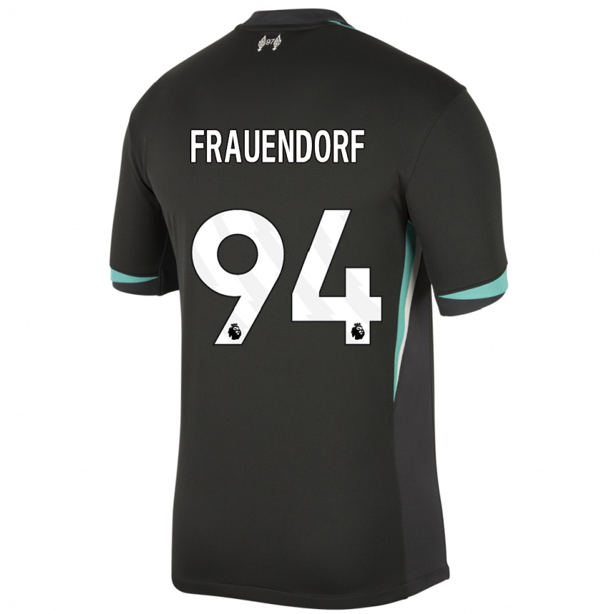 Kinder Fußball Melkamu Frauendorf #94 Schwarz Anthrazitweiß Auswärtstrikot Trikot 2024/25 T-Shirt Luxemburg