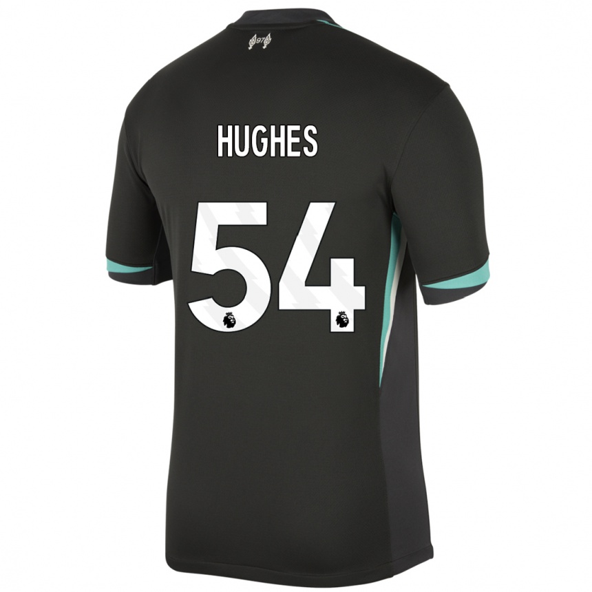 Kinder Fußball Liam Hughes #54 Schwarz Anthrazitweiß Auswärtstrikot Trikot 2024/25 T-Shirt Luxemburg