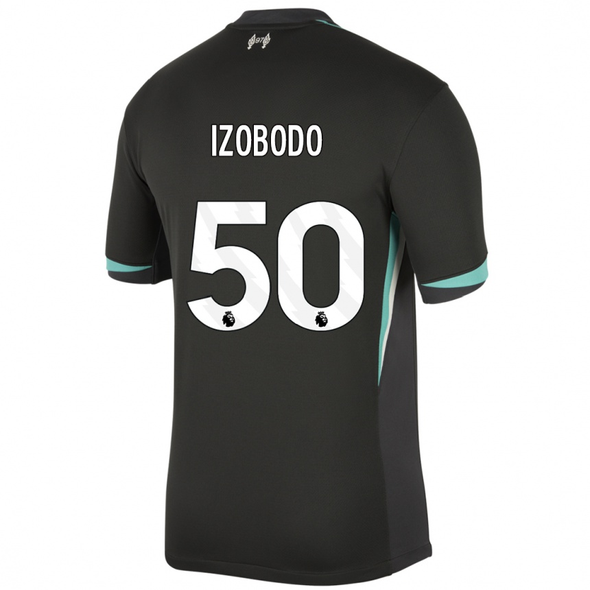 Kinder Fußball Elijah Izobodo John #50 Schwarz Anthrazitweiß Auswärtstrikot Trikot 2024/25 T-Shirt Luxemburg