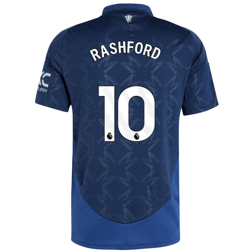 Kinder Fußball Marcus Rashford #10 Indigo Auswärtstrikot Trikot 2024/25 T-Shirt Luxemburg