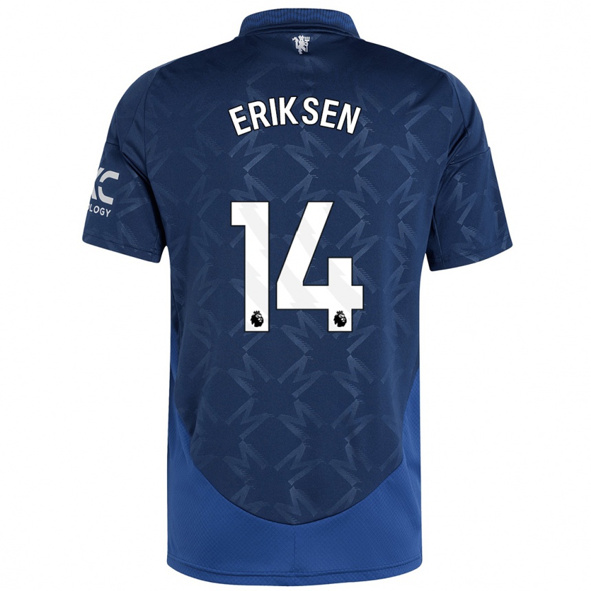 Kinder Fußball Christian Eriksen #14 Indigo Auswärtstrikot Trikot 2024/25 T-Shirt Luxemburg