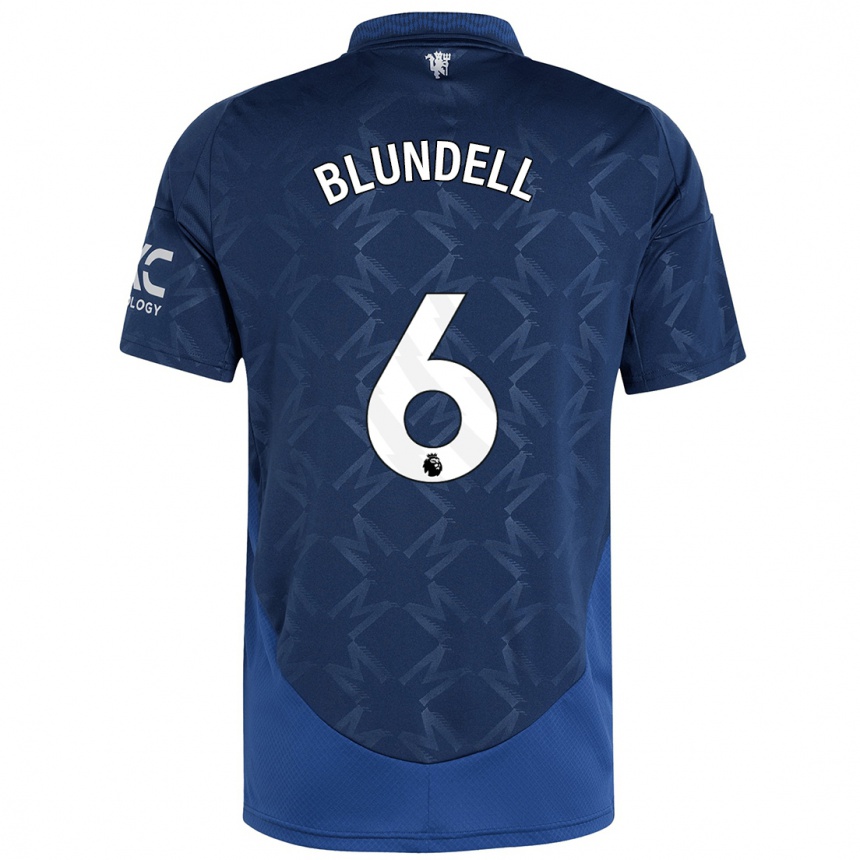 Kinder Fußball Hannah Blundell #6 Indigo Auswärtstrikot Trikot 2024/25 T-Shirt Luxemburg