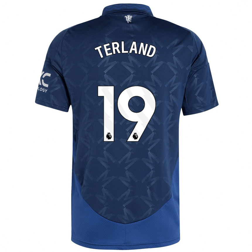 Kinder Fußball Elisabeth Terland #19 Indigo Auswärtstrikot Trikot 2024/25 T-Shirt Luxemburg