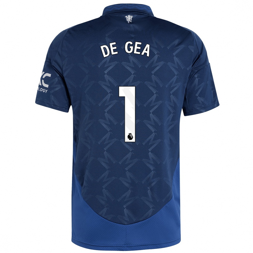 Kinder Fußball David De Gea #1 Indigo Auswärtstrikot Trikot 2024/25 T-Shirt Luxemburg