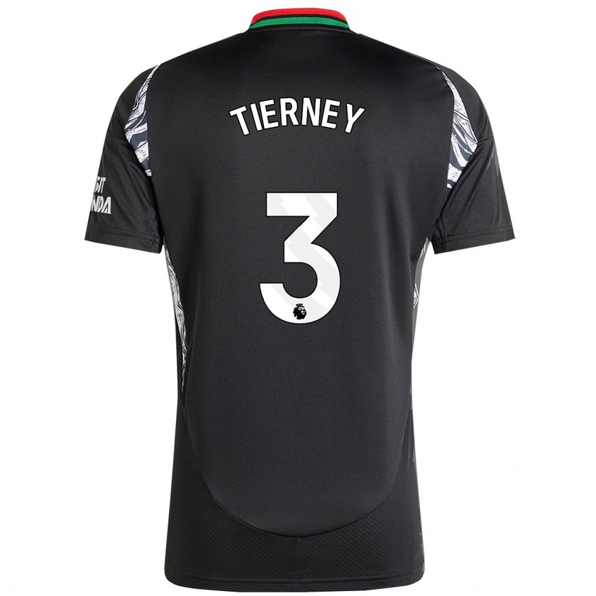 Kinder Fußball Kieran Tierney #3 Schwarz Auswärtstrikot Trikot 2024/25 T-Shirt Luxemburg