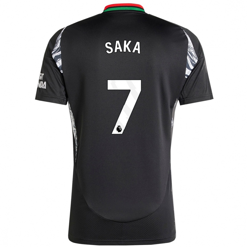 Kinder Fußball Bukayo Saka #7 Schwarz Auswärtstrikot Trikot 2024/25 T-Shirt Luxemburg