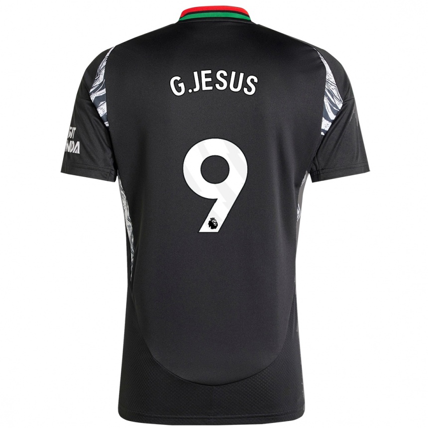 Kinder Fußball Gabriel Jesus #9 Schwarz Auswärtstrikot Trikot 2024/25 T-Shirt Luxemburg