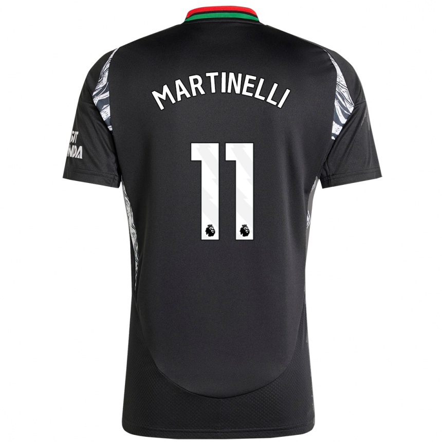 Kinder Fußball Gabriel Martinelli #11 Schwarz Auswärtstrikot Trikot 2024/25 T-Shirt Luxemburg