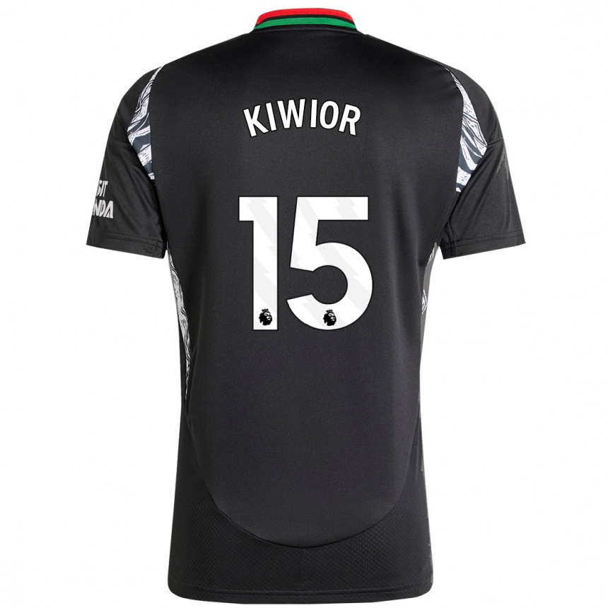 Kinder Fußball Jakub Kiwior #15 Schwarz Auswärtstrikot Trikot 2024/25 T-Shirt Luxemburg