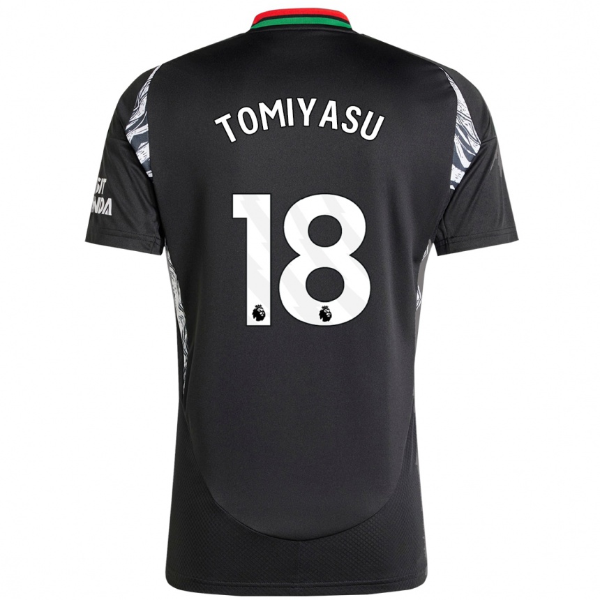 Kinder Fußball Takehiro Tomiyasu #18 Schwarz Auswärtstrikot Trikot 2024/25 T-Shirt Luxemburg