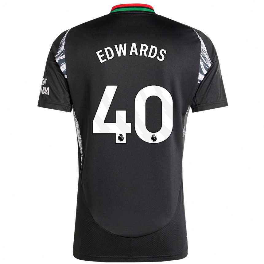 Kinder Fußball Khayon Edwards #40 Schwarz Auswärtstrikot Trikot 2024/25 T-Shirt Luxemburg