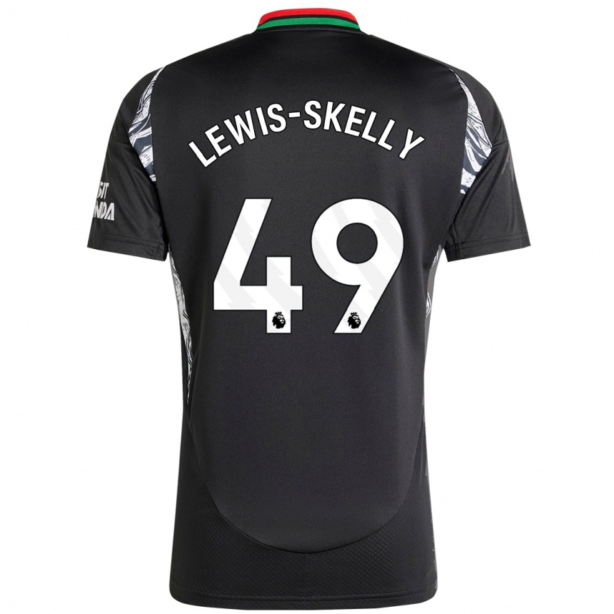 Kinder Fußball Myles Lewis-Skelly #49 Schwarz Auswärtstrikot Trikot 2024/25 T-Shirt Luxemburg