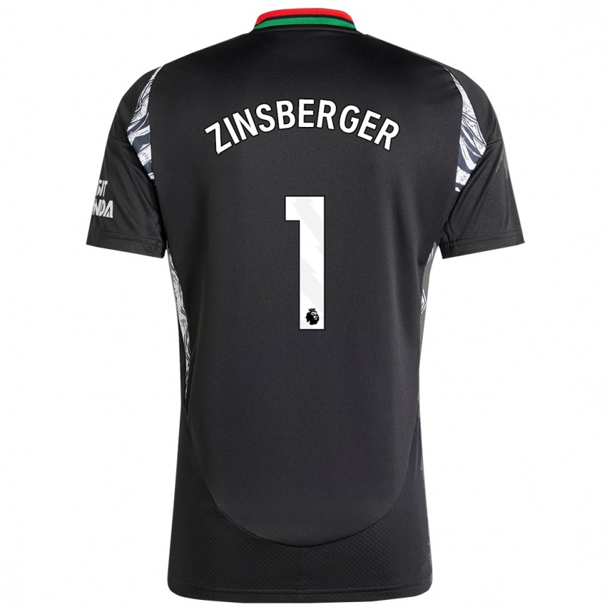 Kinder Fußball Manuela Zinsberger #1 Schwarz Auswärtstrikot Trikot 2024/25 T-Shirt Luxemburg