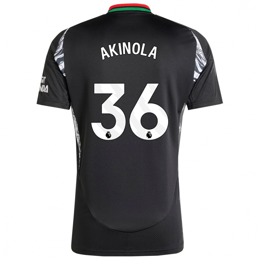 Kinder Fußball Tim Akinola #36 Schwarz Auswärtstrikot Trikot 2024/25 T-Shirt Luxemburg