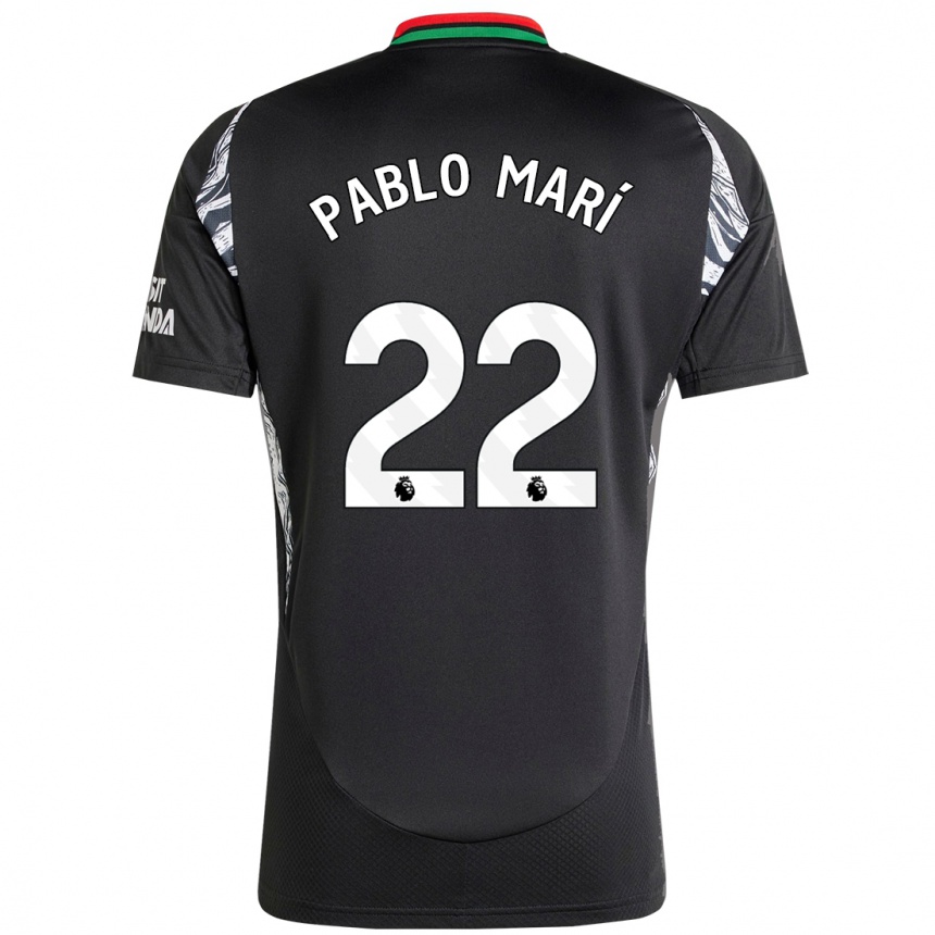 Kinder Fußball Pablo Mari #22 Schwarz Auswärtstrikot Trikot 2024/25 T-Shirt Luxemburg