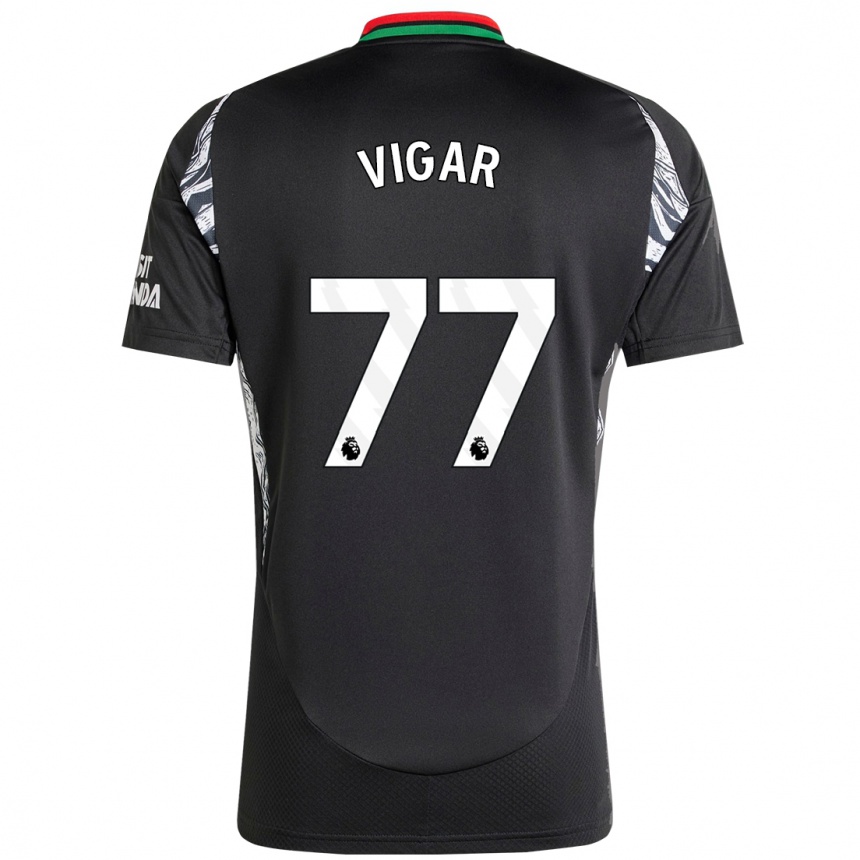 Kinder Fußball Billy Vigar #77 Schwarz Auswärtstrikot Trikot 2024/25 T-Shirt Luxemburg