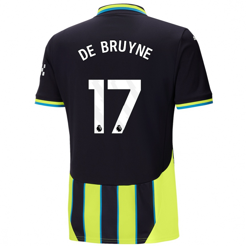 Kinder Fußball Kevin De Bruyne #17 Blaugelb Auswärtstrikot Trikot 2024/25 T-Shirt Luxemburg