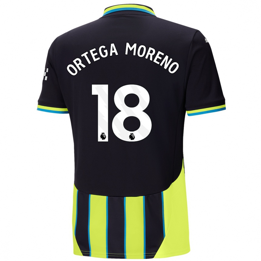 Kinder Fußball Stefan Ortega Moreno #18 Blaugelb Auswärtstrikot Trikot 2024/25 T-Shirt Luxemburg