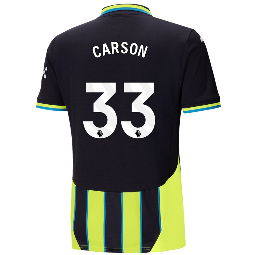 Kinder Fußball Scott Carson #33 Blaugelb Auswärtstrikot Trikot 2024/25 T-Shirt Luxemburg