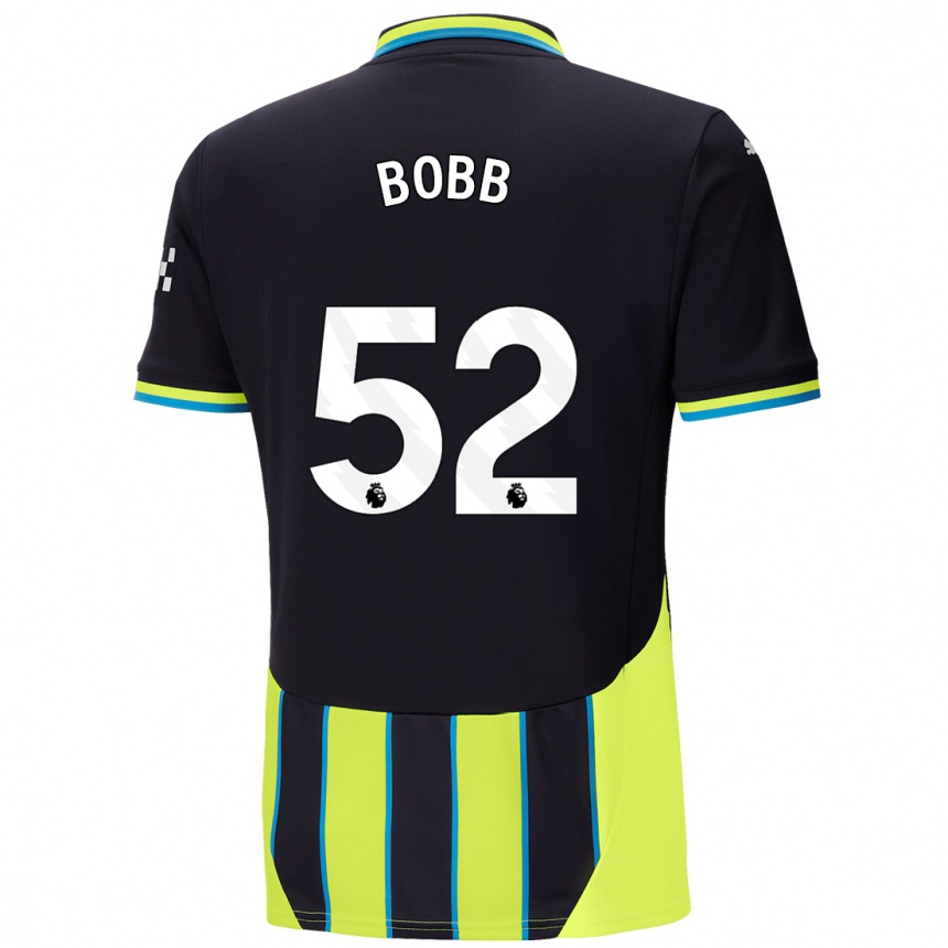 Kinder Fußball Oscar Bobb #52 Blaugelb Auswärtstrikot Trikot 2024/25 T-Shirt Luxemburg