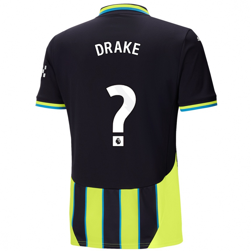 Kinder Fußball Leke Drake #0 Blaugelb Auswärtstrikot Trikot 2024/25 T-Shirt Luxemburg