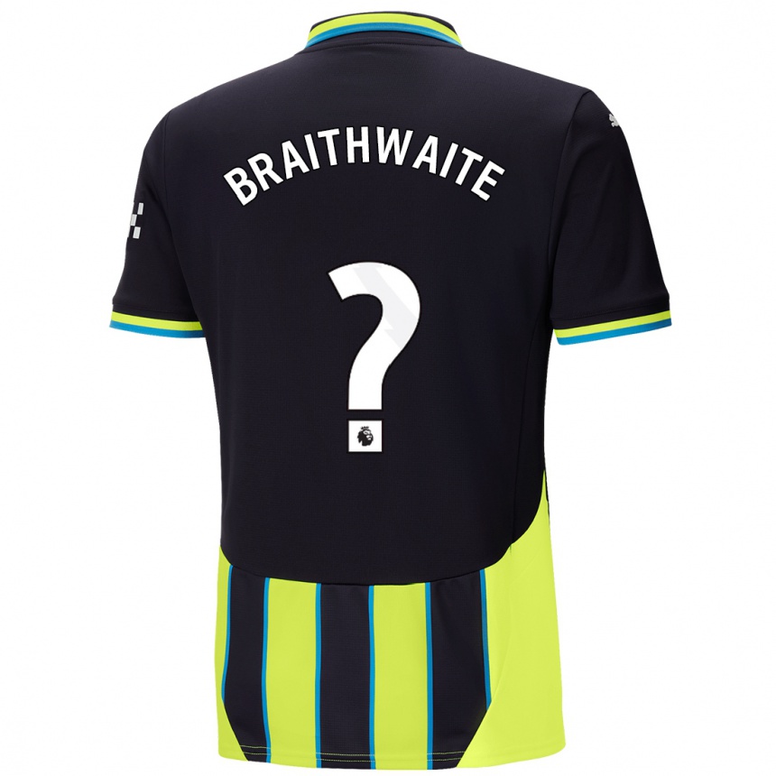 Kinder Fußball Kaden Braithwaite #0 Blaugelb Auswärtstrikot Trikot 2024/25 T-Shirt Luxemburg