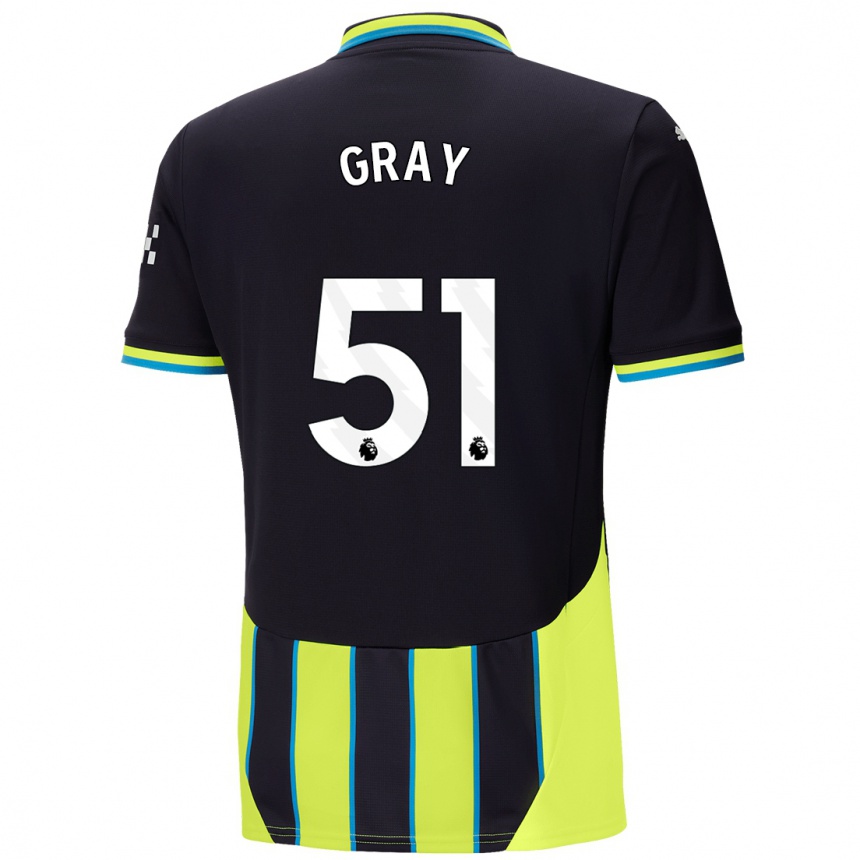 Kinder Fußball Charlie Gray #51 Blaugelb Auswärtstrikot Trikot 2024/25 T-Shirt Luxemburg