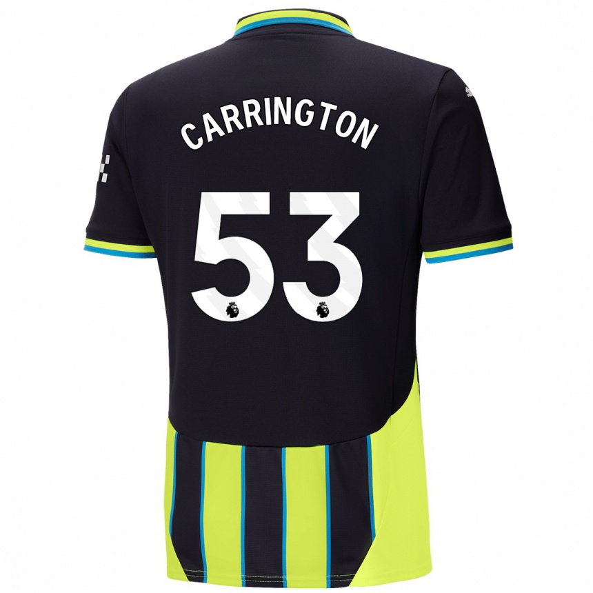 Kinder Fußball Ezra Carrington #53 Blaugelb Auswärtstrikot Trikot 2024/25 T-Shirt Luxemburg