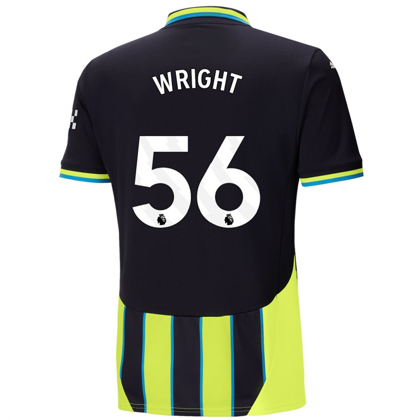 Kinder Fußball Jacob Wright #56 Blaugelb Auswärtstrikot Trikot 2024/25 T-Shirt Luxemburg