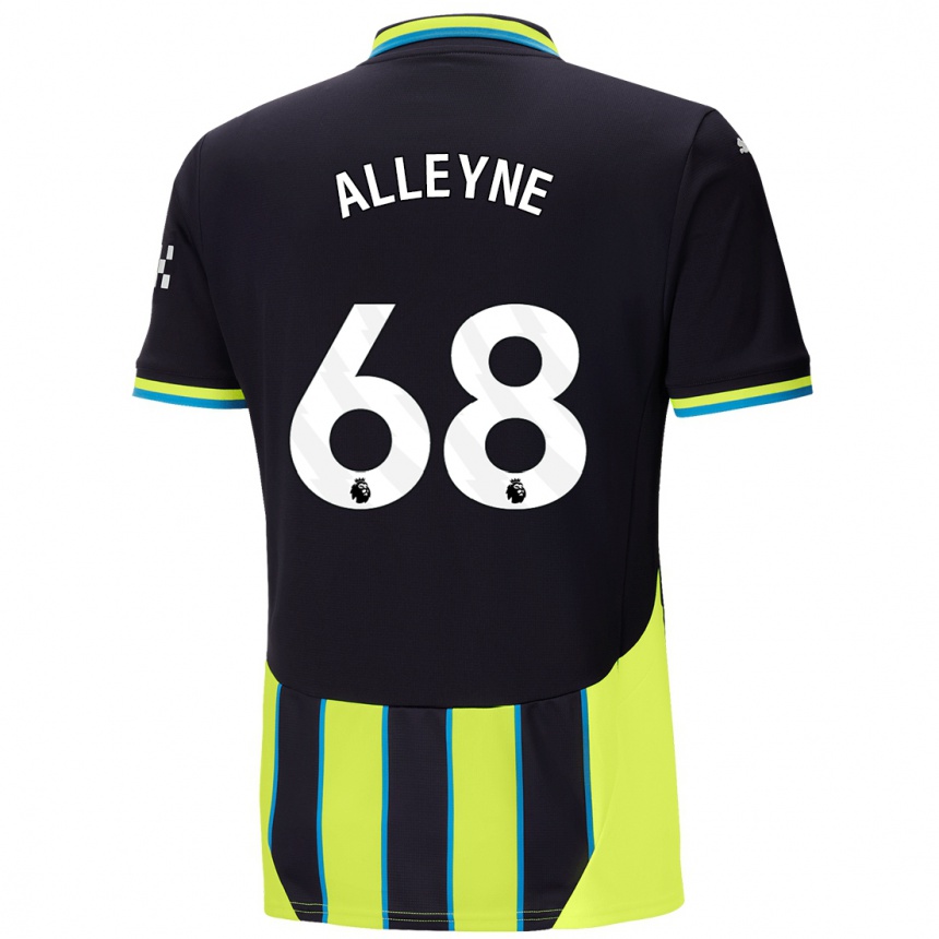 Kinder Fußball Max Alleyne #68 Blaugelb Auswärtstrikot Trikot 2024/25 T-Shirt Luxemburg