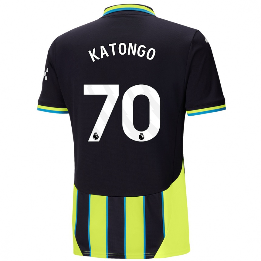 Kinder Fußball Jadel Katongo #70 Blaugelb Auswärtstrikot Trikot 2024/25 T-Shirt Luxemburg