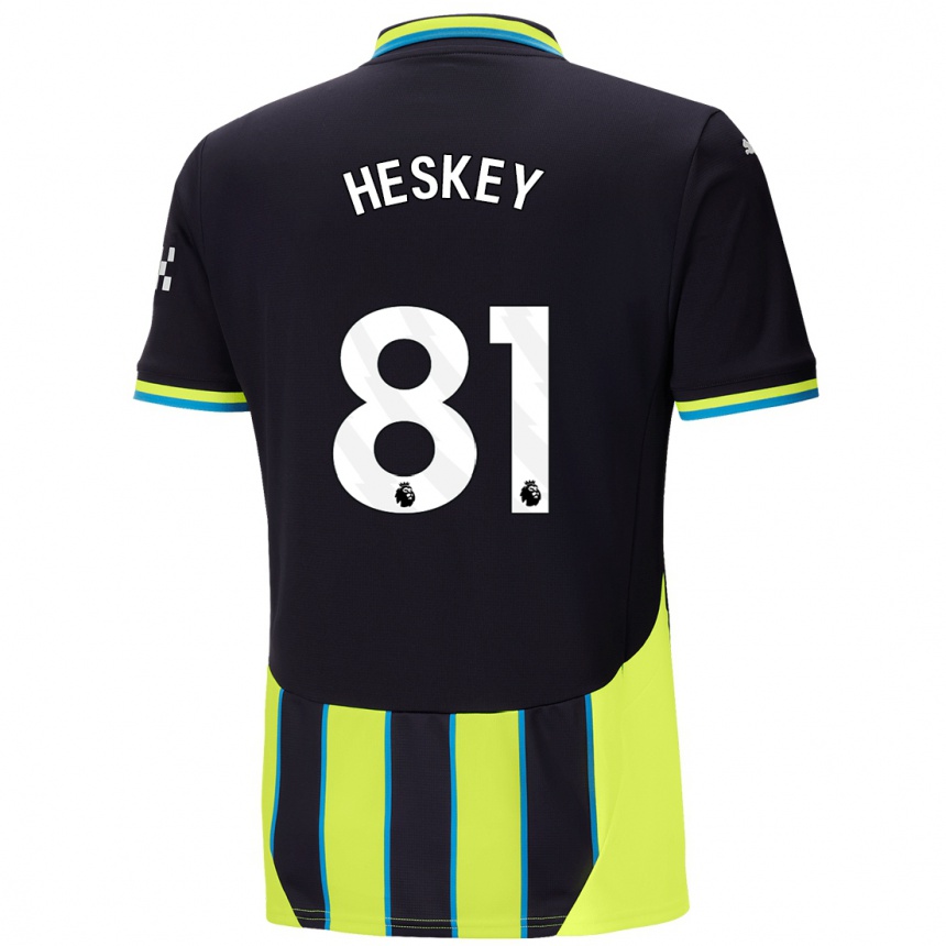 Kinder Fußball Jaden Heskey #81 Blaugelb Auswärtstrikot Trikot 2024/25 T-Shirt Luxemburg