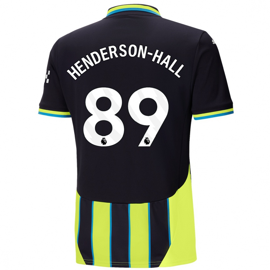 Kinder Fußball Matty Henderson-Hall #89 Blaugelb Auswärtstrikot Trikot 2024/25 T-Shirt Luxemburg