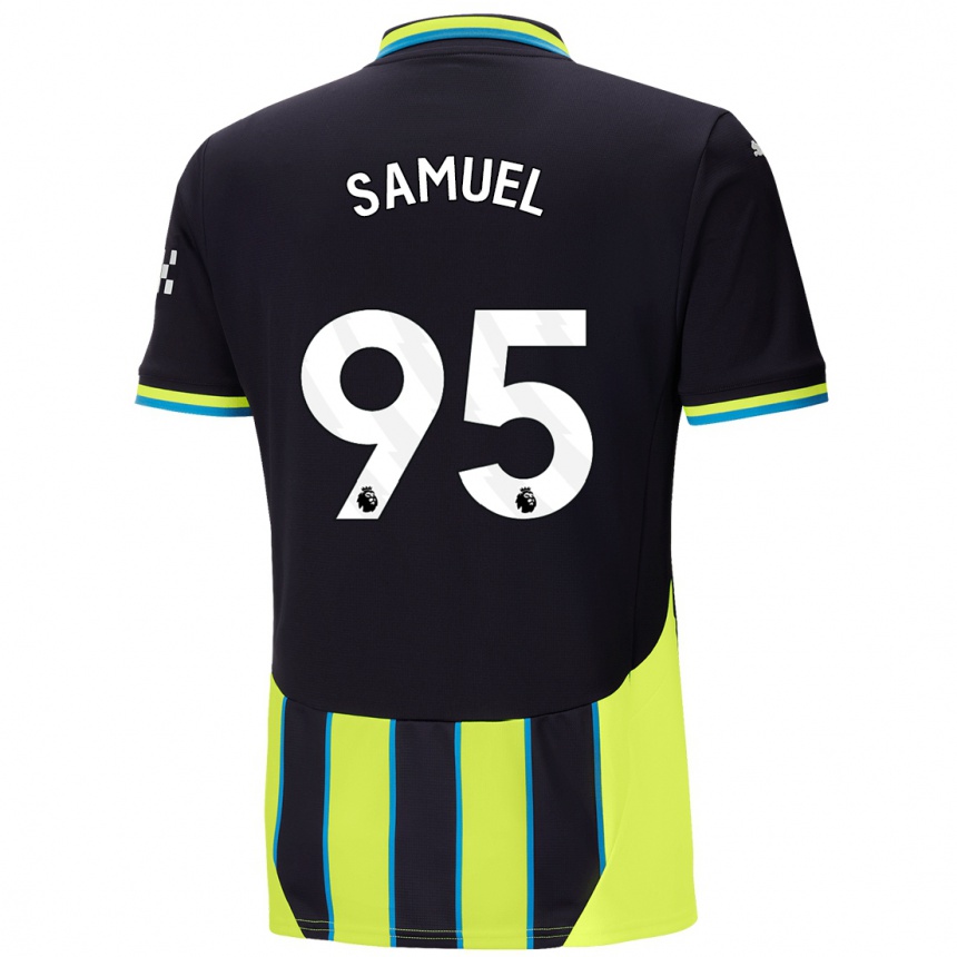 Kinder Fußball Lakyle Samuel #95 Blaugelb Auswärtstrikot Trikot 2024/25 T-Shirt Luxemburg