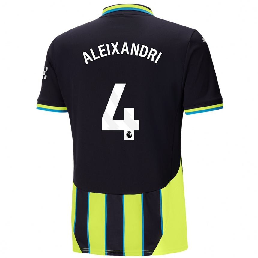 Kinder Fußball Laia Aleixandri #4 Blaugelb Auswärtstrikot Trikot 2024/25 T-Shirt Luxemburg