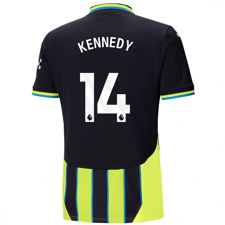 Kinder Fußball Alanna Kennedy #14 Blaugelb Auswärtstrikot Trikot 2024/25 T-Shirt Luxemburg